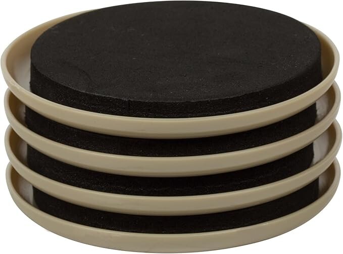 Duck Brand Plastic Carpet Furniture Sliders 3.5 inch Width Round, 4 Pack Brown