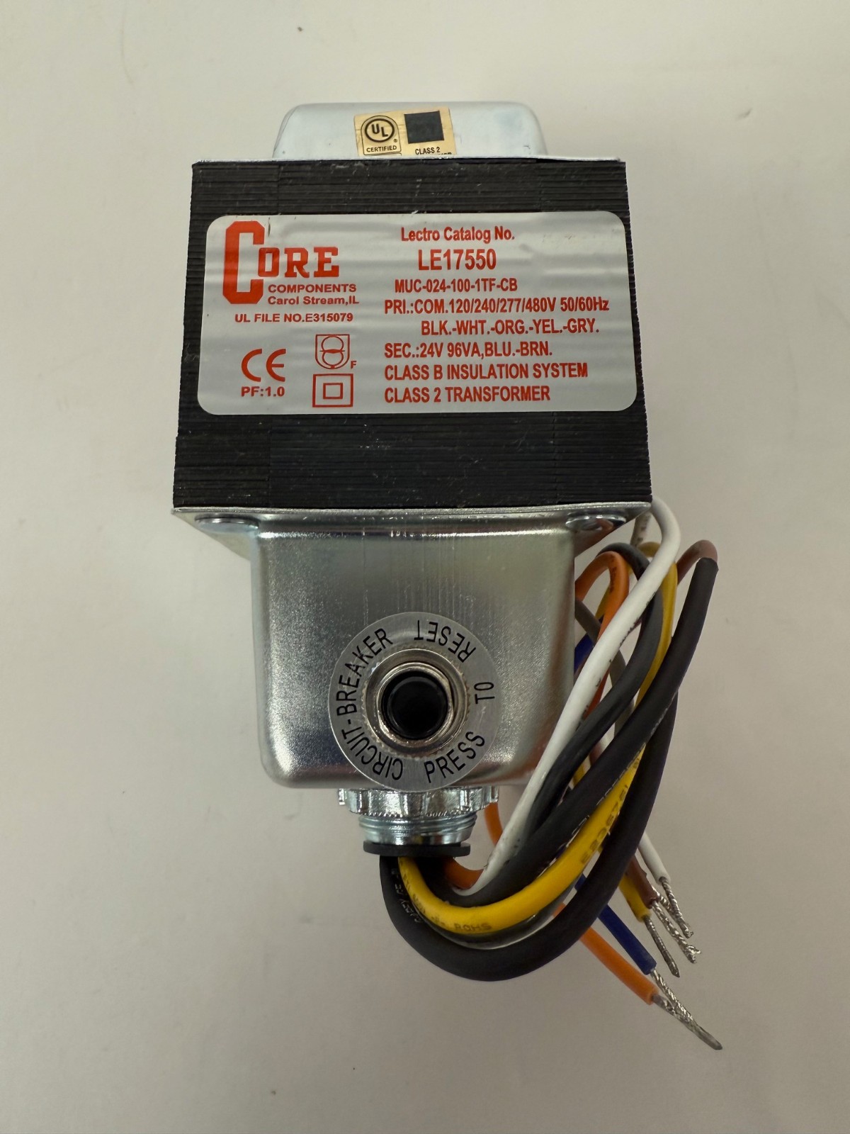 CORE COMPONENTS LE17550 24V 96VA TRANSFORMER MUC-024-100-1TF-CB NEW OPEN BOX