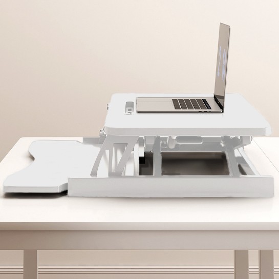 32 Inch Height Adjustable Computer Desk w/ Wide Keyboard Tray, WHITE