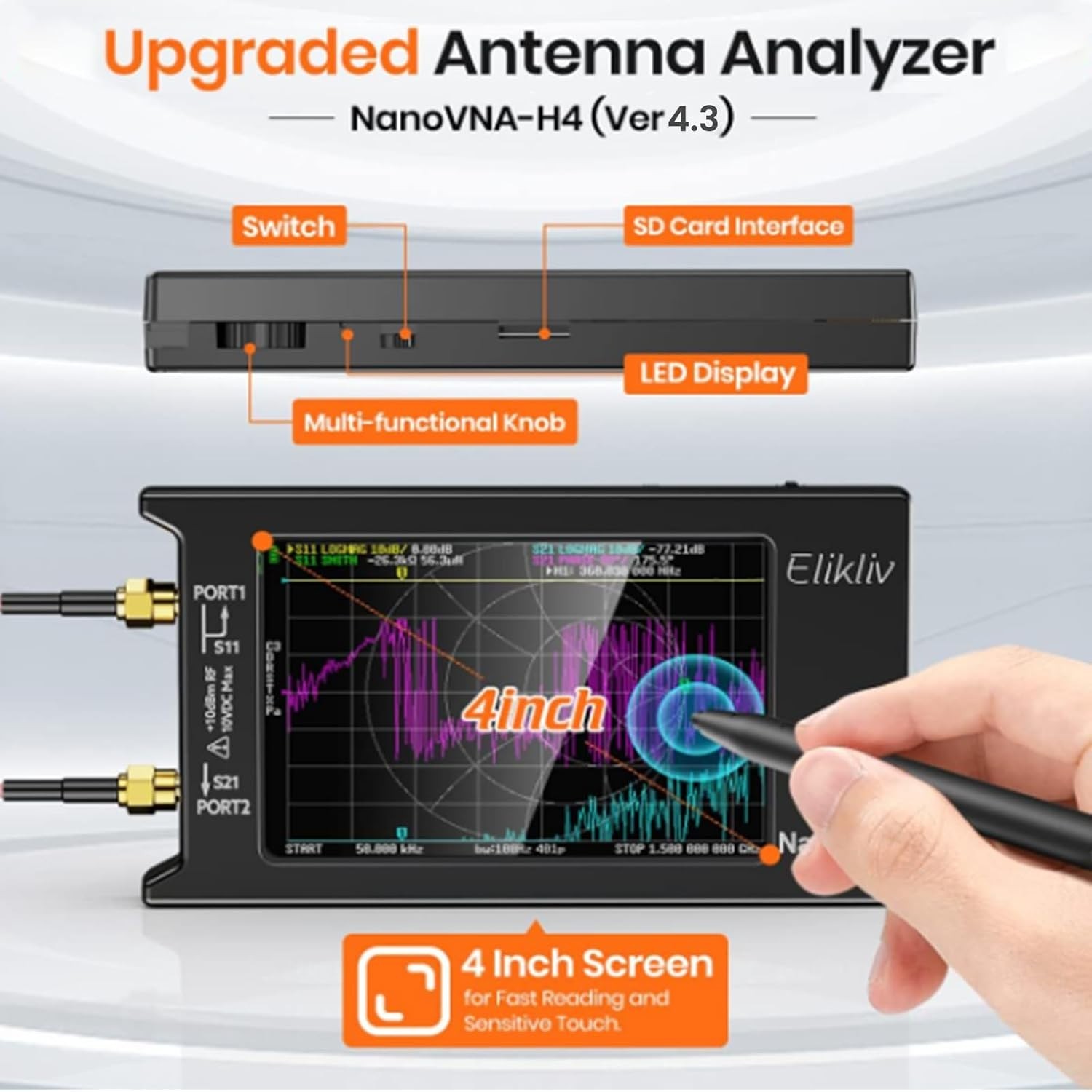 Portable NanoVNA-H4 Vector Network Analyzer