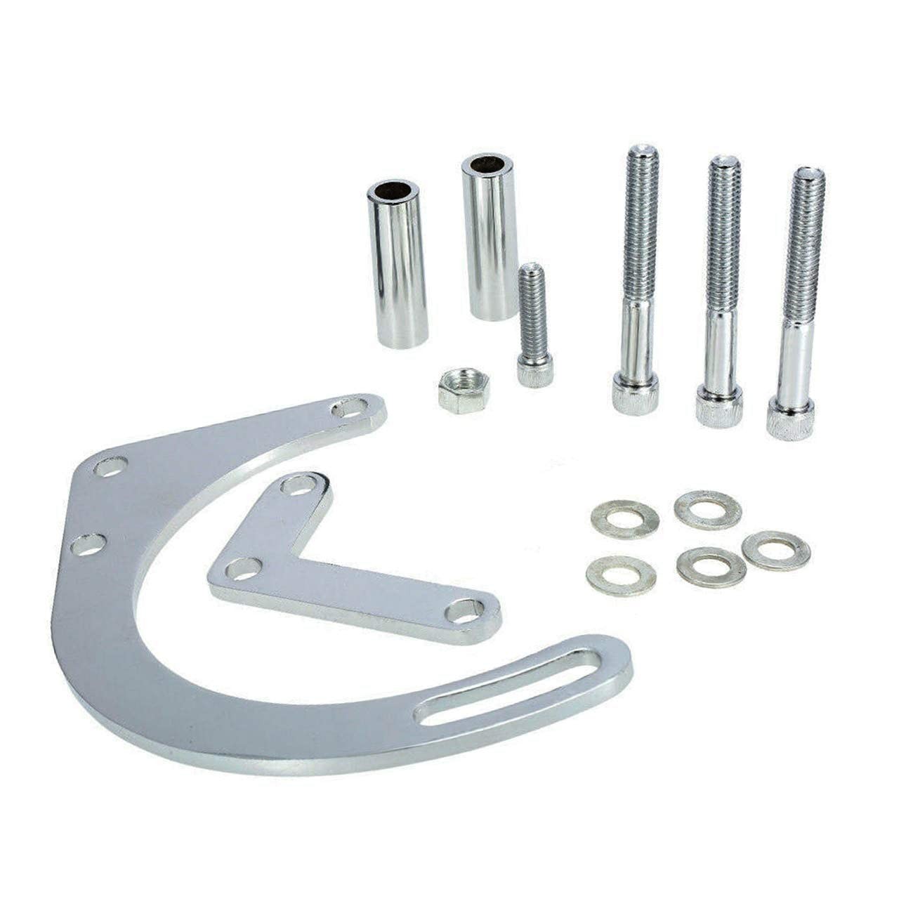 Polished Chrome Low Mount Alternator Bracket for SBC SB Chevy Swp