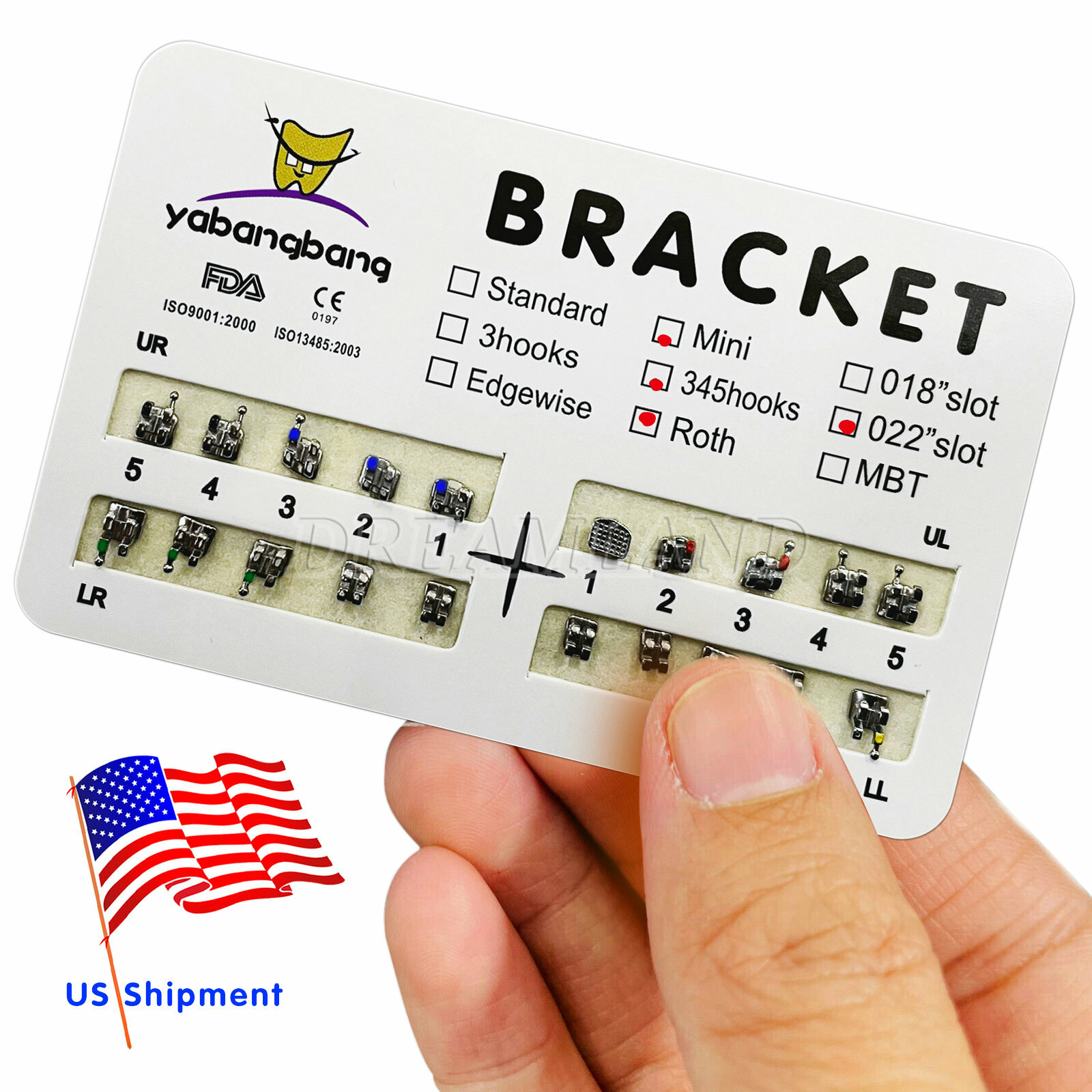 10 Packs Brackets dentales de ortodoncia Mini Roth 022 Ganchos 345