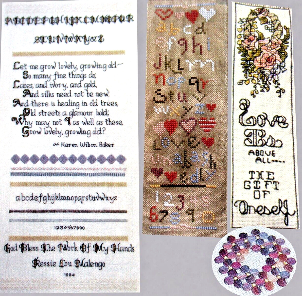Fine Things Heart Samplers Love Is Above All Floral Ring CROSS STITCH PATTERNS