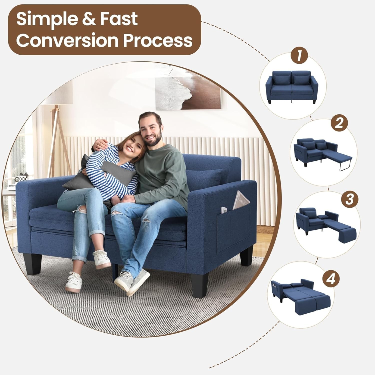 ALL-IN-1 Sleeper Sofa Bed Loveseat Sofa Couch&Premium Breathable Fabric Sofa🛋️