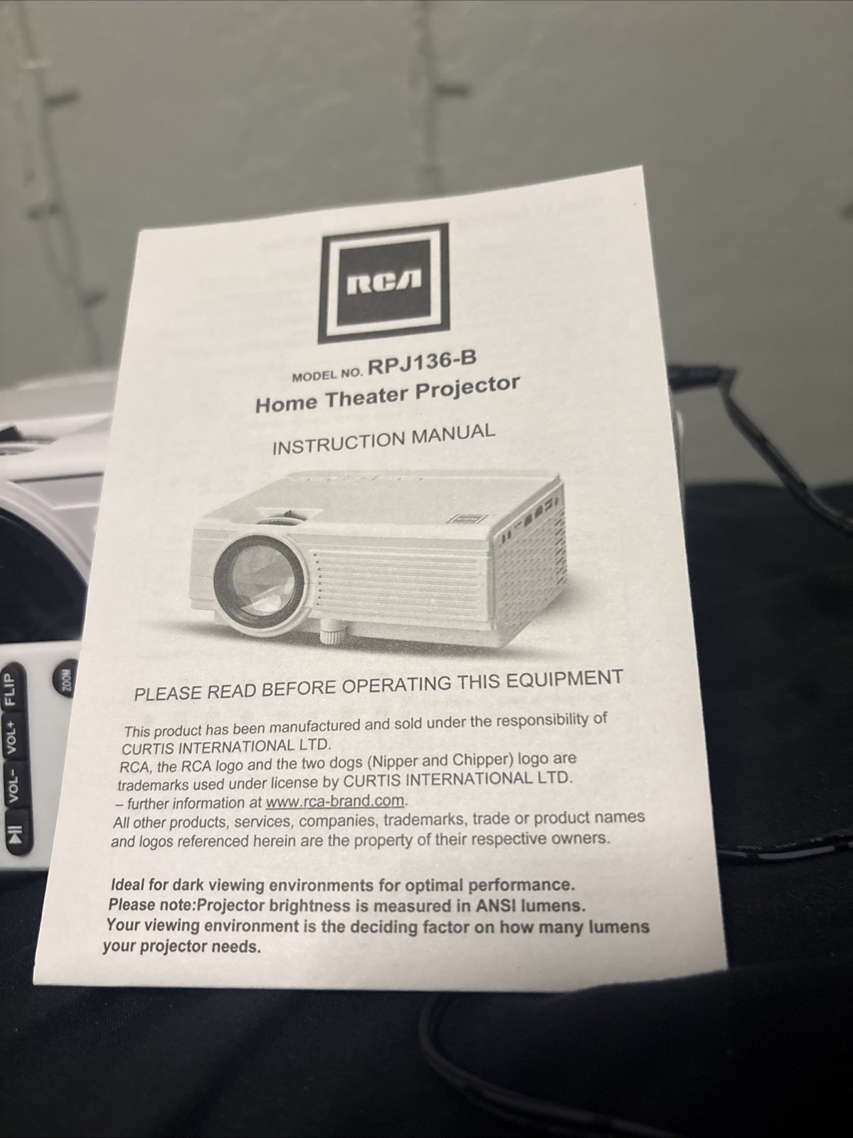 RCA Home Theater Projector Comes with Remote and Power Cord Rarely used