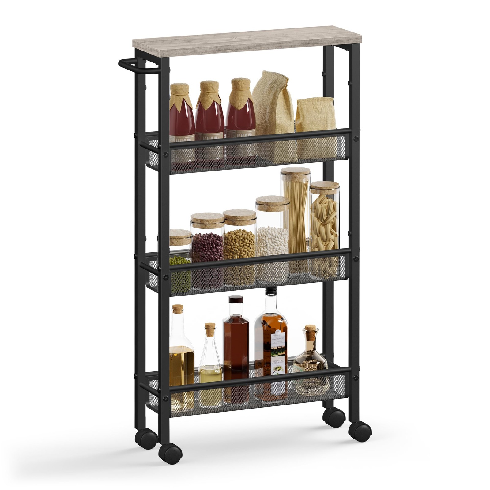 Rolling Cart 4Tier Storage Cart 5.1in Deep Handle ULRC032K01