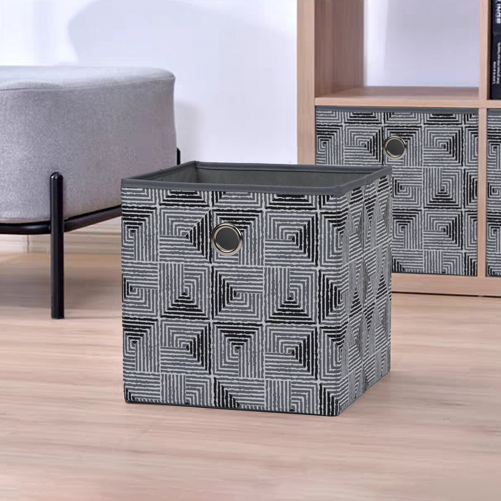 Collapsible Fabric Cube Storage Bins (10.5" x 10.5"), 4 Pack, Black