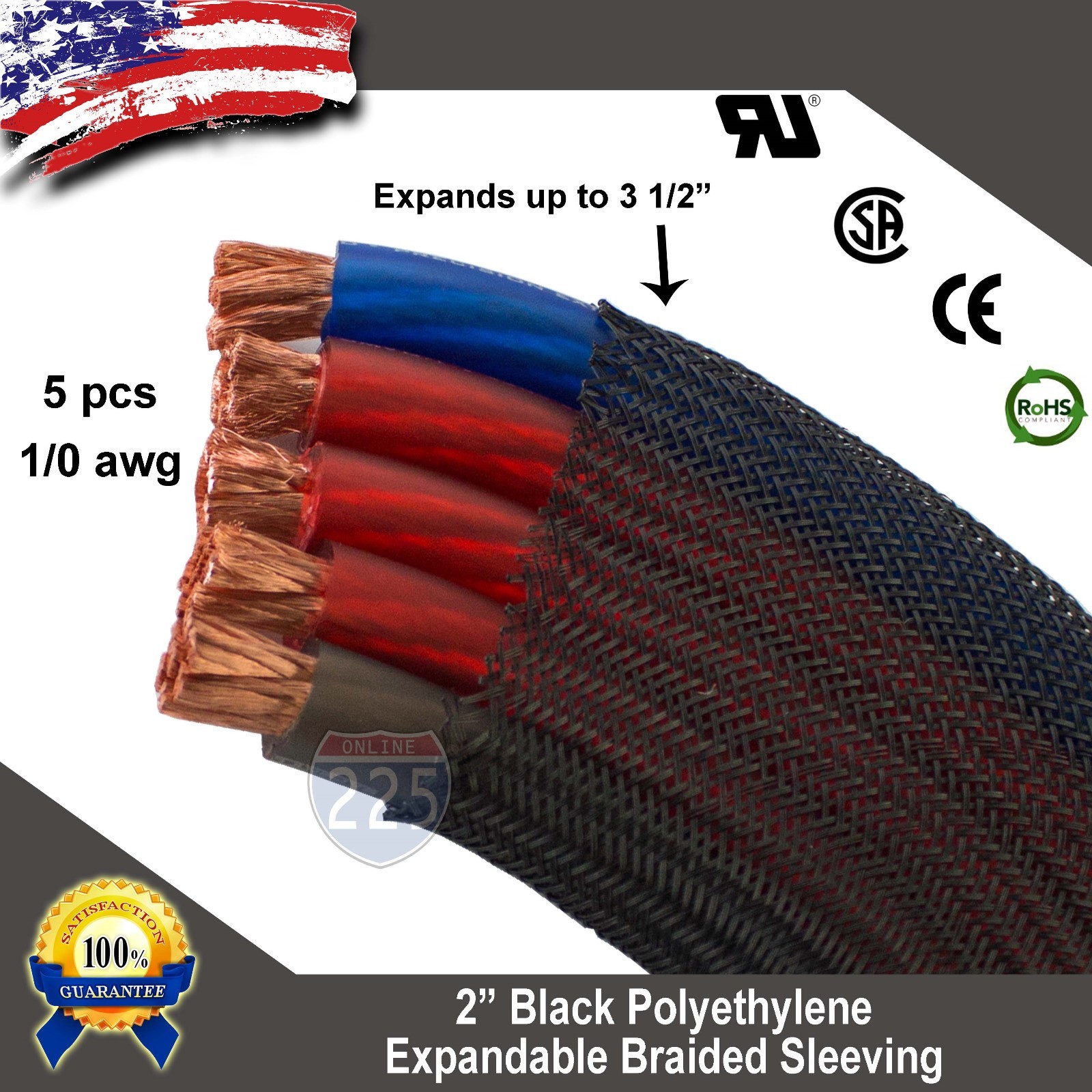 20 FT. 2" Black Expandable Wire Cable Sleeving Sheathing Braided Loom Tubing US