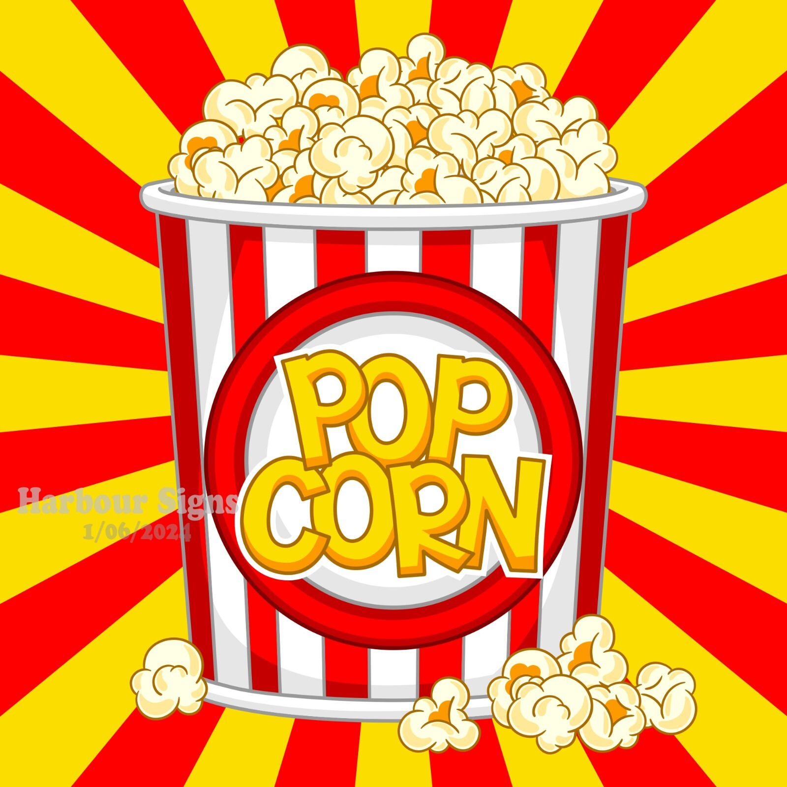 Popcorn DECAL Concession Food Truck Vinyl Cart Sticker  (Choose Your Size)