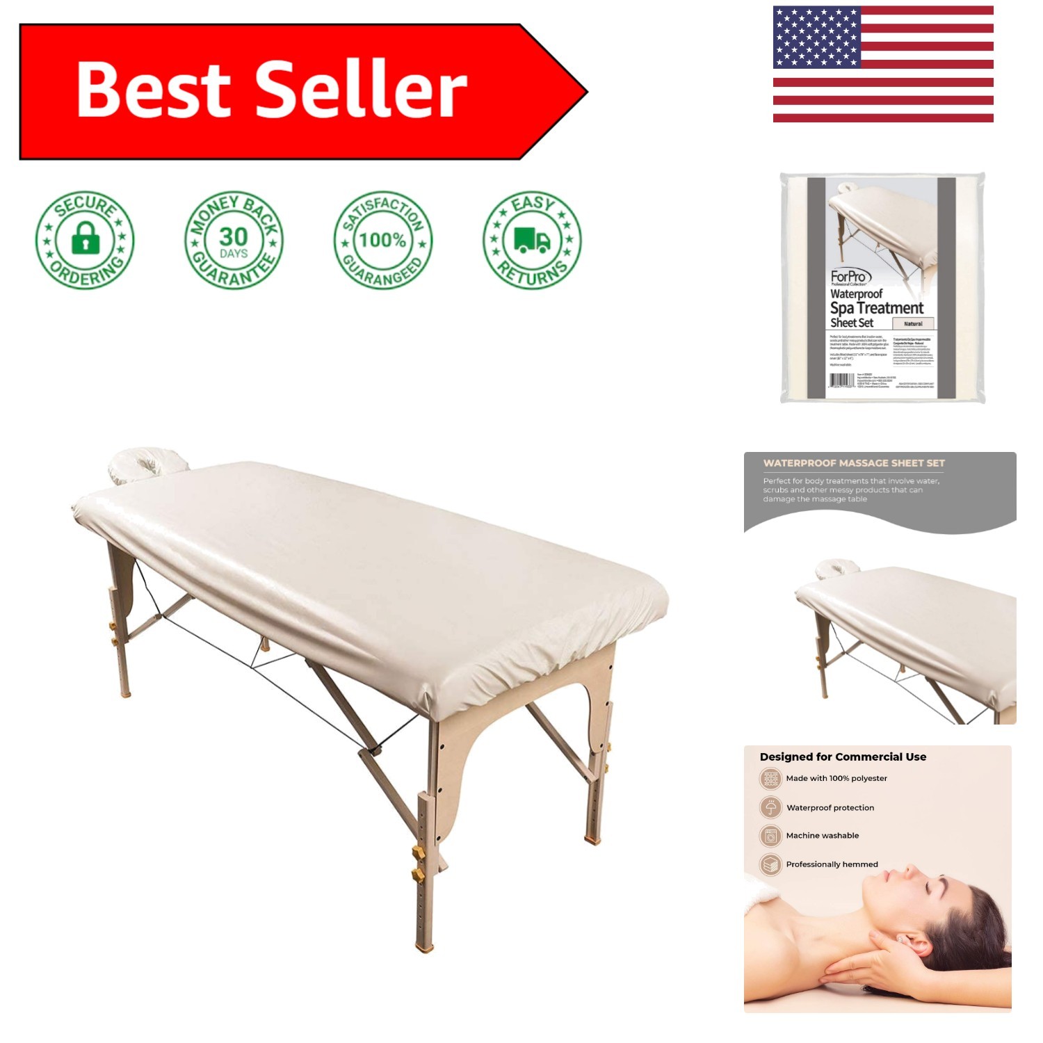 Waterproof Massage Table Cover Set - Machine Washable Spa Treatment Essentials