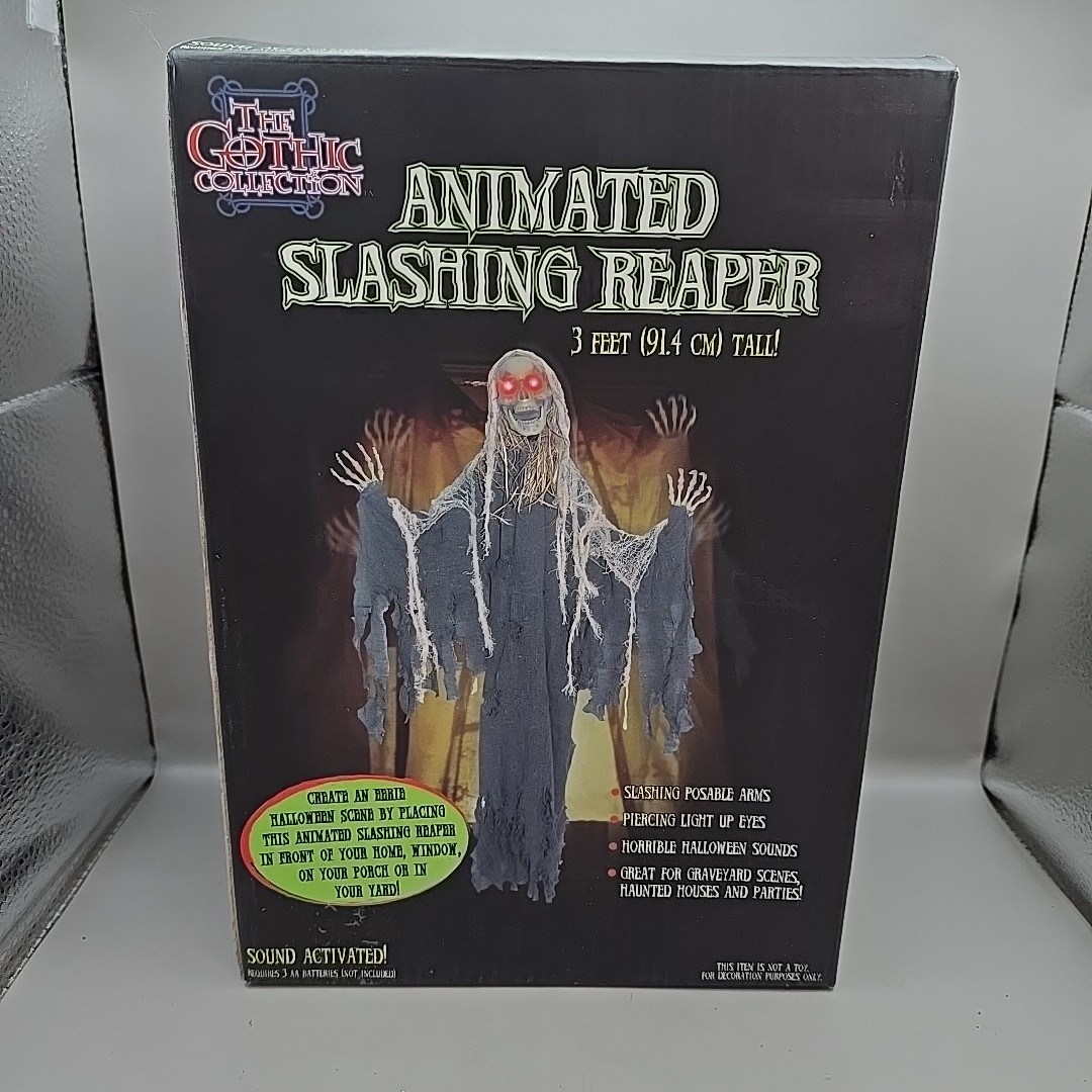 The Gothic Collection Animated Slashing Reaper 3 Ft Tall Sound Activated In Box