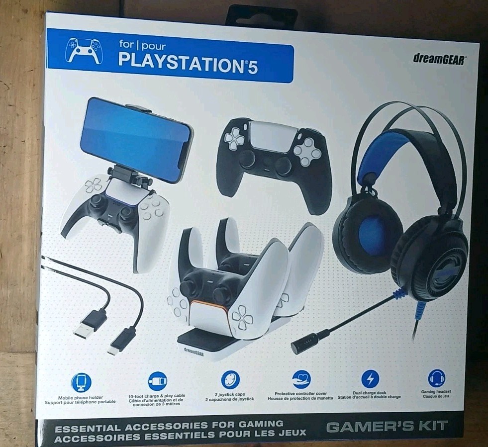 dreamGEAR Gamer's Kit for PlayStation 5 w/ Controller Cover, Dock, Cable