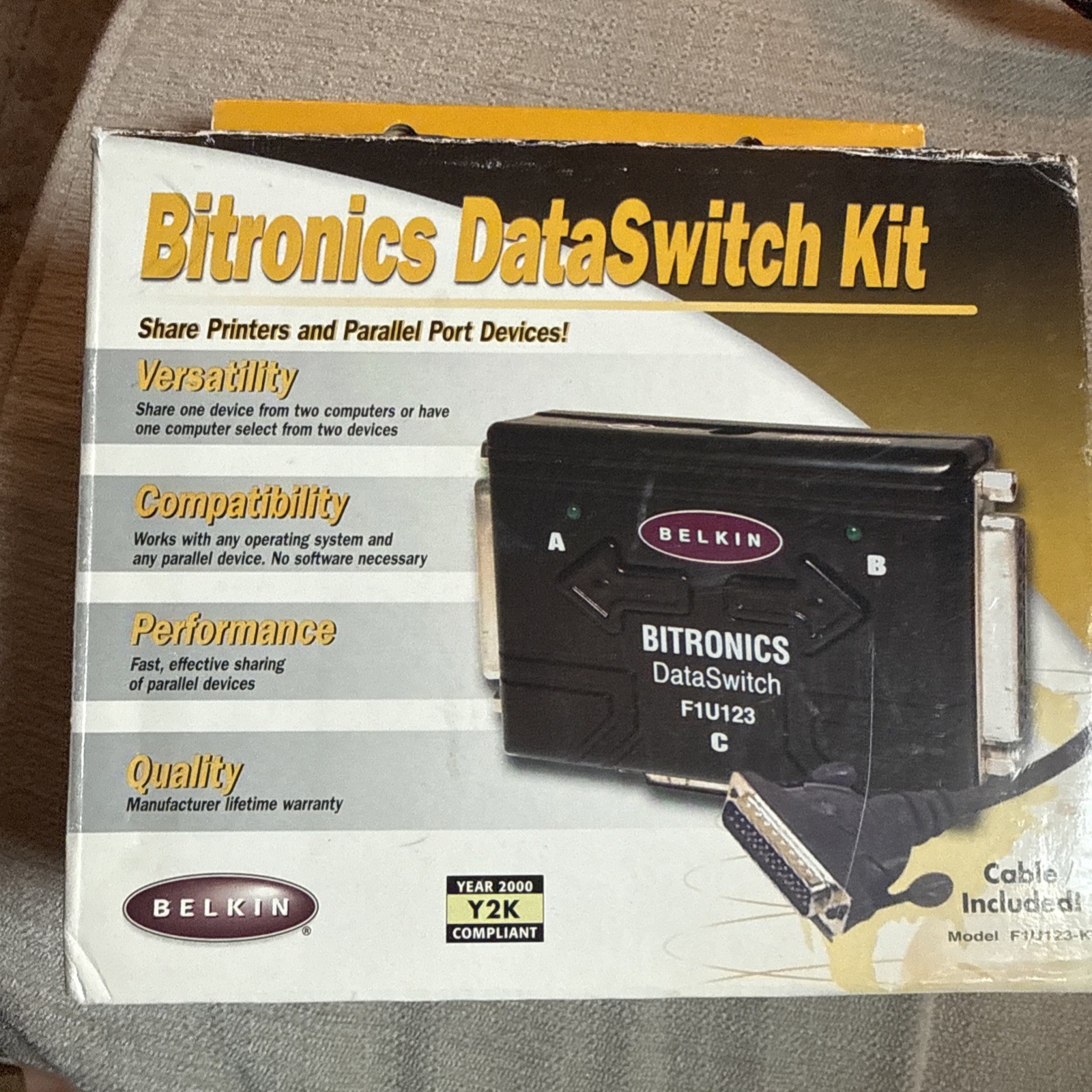 Belkin Bitronics DataSwitch Kit F1U123 Parallel Printer Switch Unused