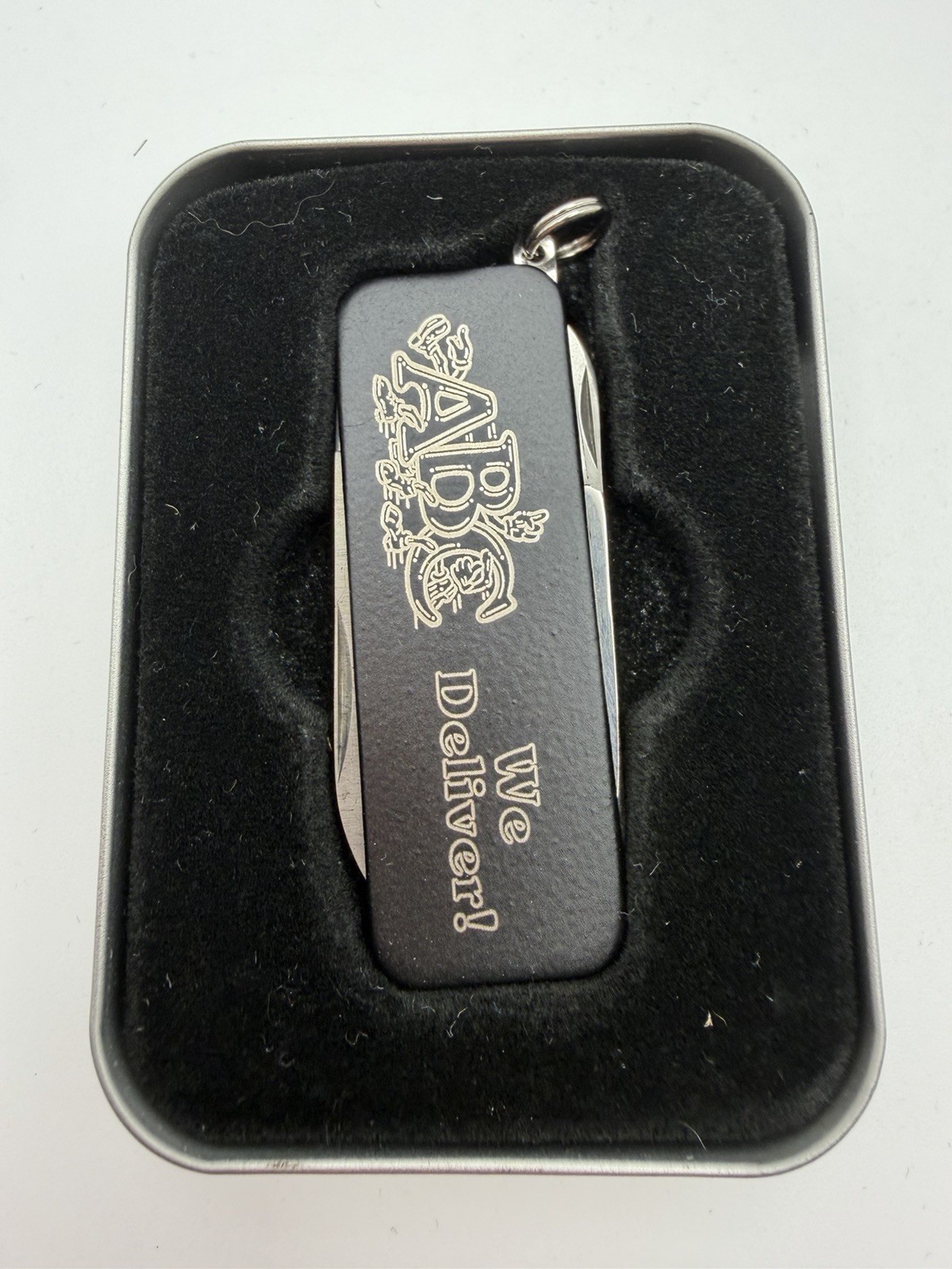 ABC We Deliver Advertising Black Matte Zippo File Scissors Keychain New B25