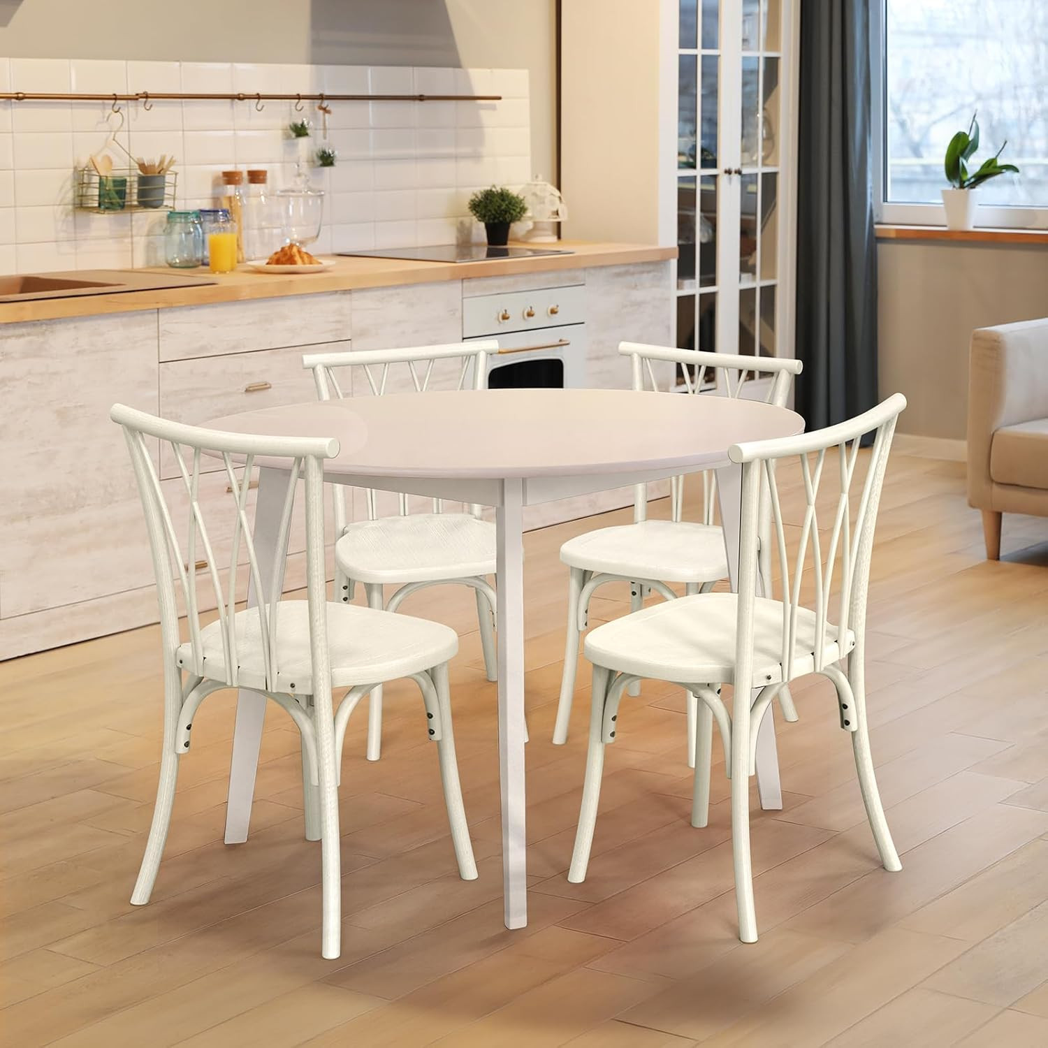 VINGLI Plastic Outdoor Dining Chairs Set of 8, Stackable Patio Dining Chairs wit