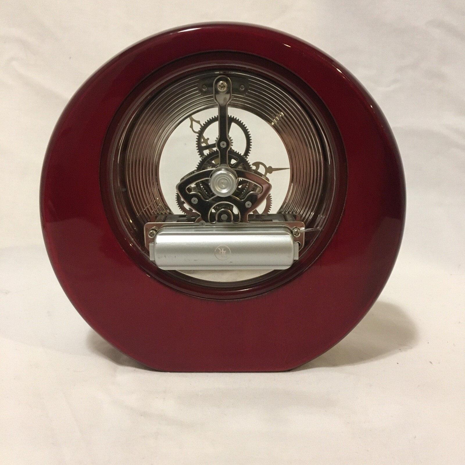 Executive Engraved Silver Gear Da Vinci Marquee Style Dark Cherry Desk Clock