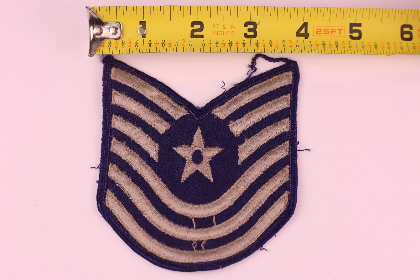U.S. Military USAF Master Sergeant Rank Insignia Patch E-7 Blue Grey 4” Merrowed