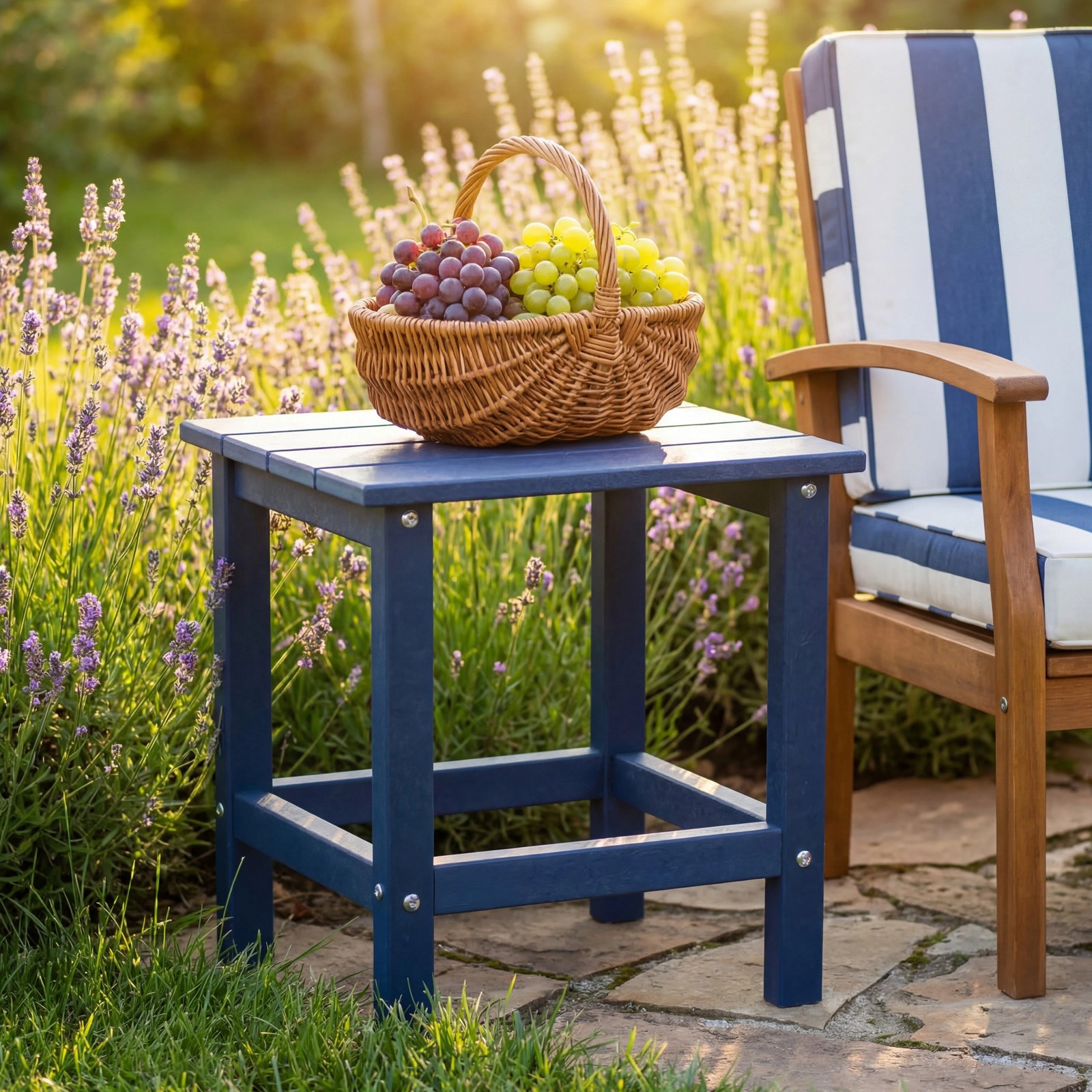 Adirondack Square Outdoor Side Table HDPE Navy Blue