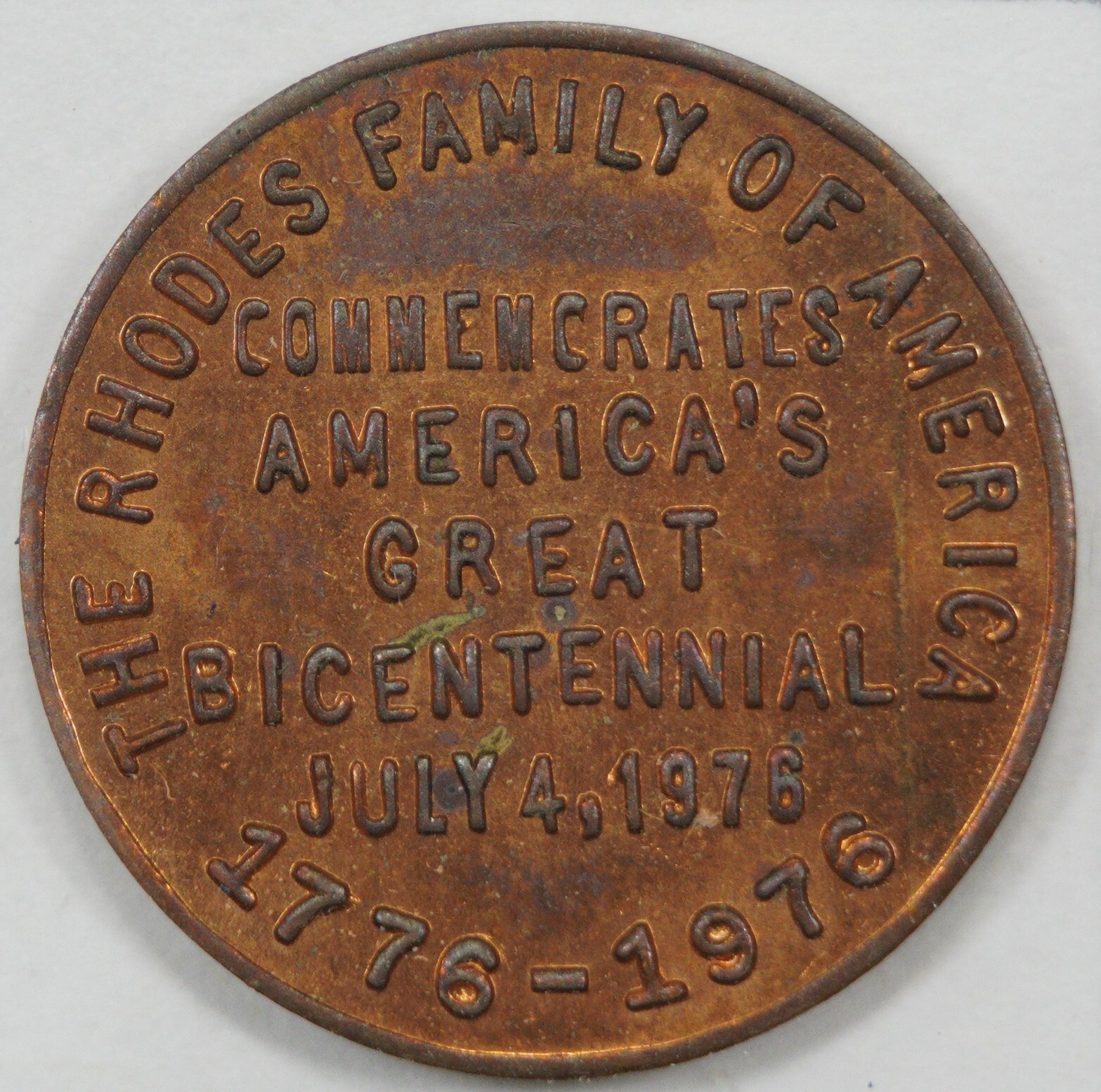 1976 Rhodes Family of America American Bicentennial Token (#2)