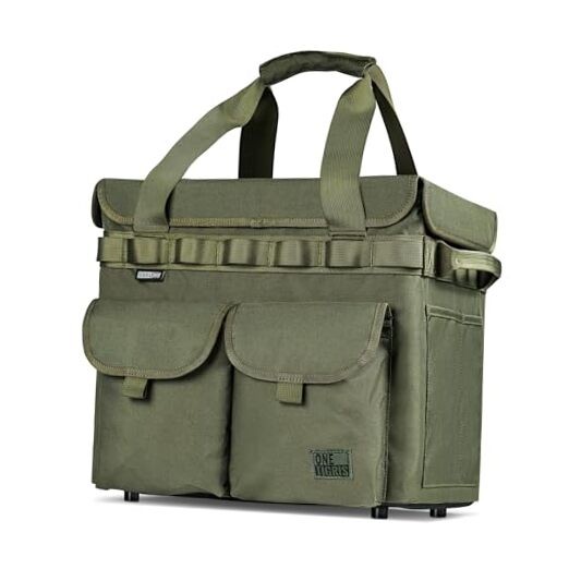 Camping Storage Bag with Lid, 25L Collapsible Tactical Tote Bag Ranger Green
