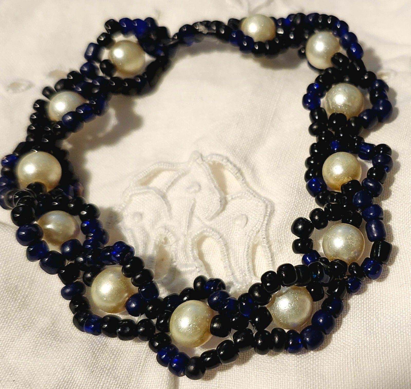 Handmade Bead and Faux Pearl Bracelet