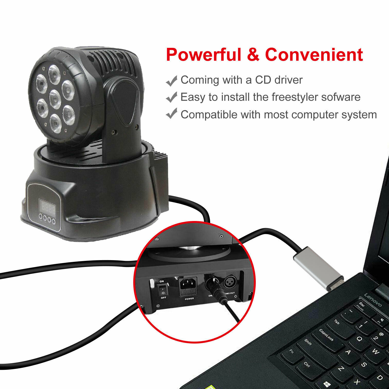 USB to DMX Interface Adapter DMX512 Stage Light Controller Cable For Computer US