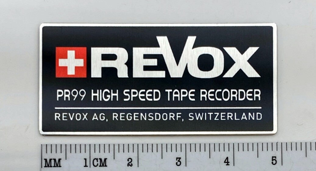 Revox PR99 High Speed Tape Recorder Badge Logo Emblem Custom Made Aluminum
