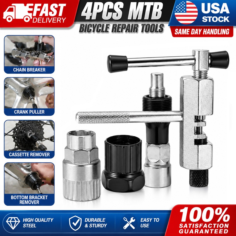 Bike Repair Tool Kit Chain Breaker Crank Puller Bottom Bracket Remover Set 4PCS