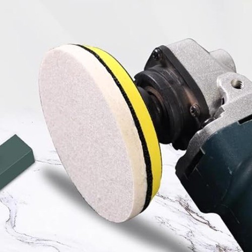 5 Pcs 5'' Wool Polishing Pads, Wool Felt Buffing Wheels Flocking Hook & Loop Bac