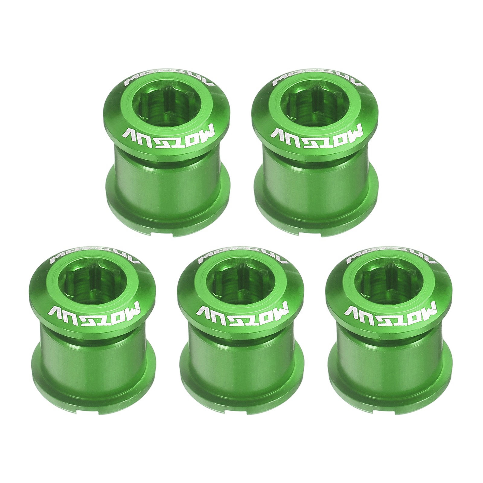 5pcs Double Chain Ring Bolts M8 Aluminum Alloy Bike Chainwheel Screws, Green