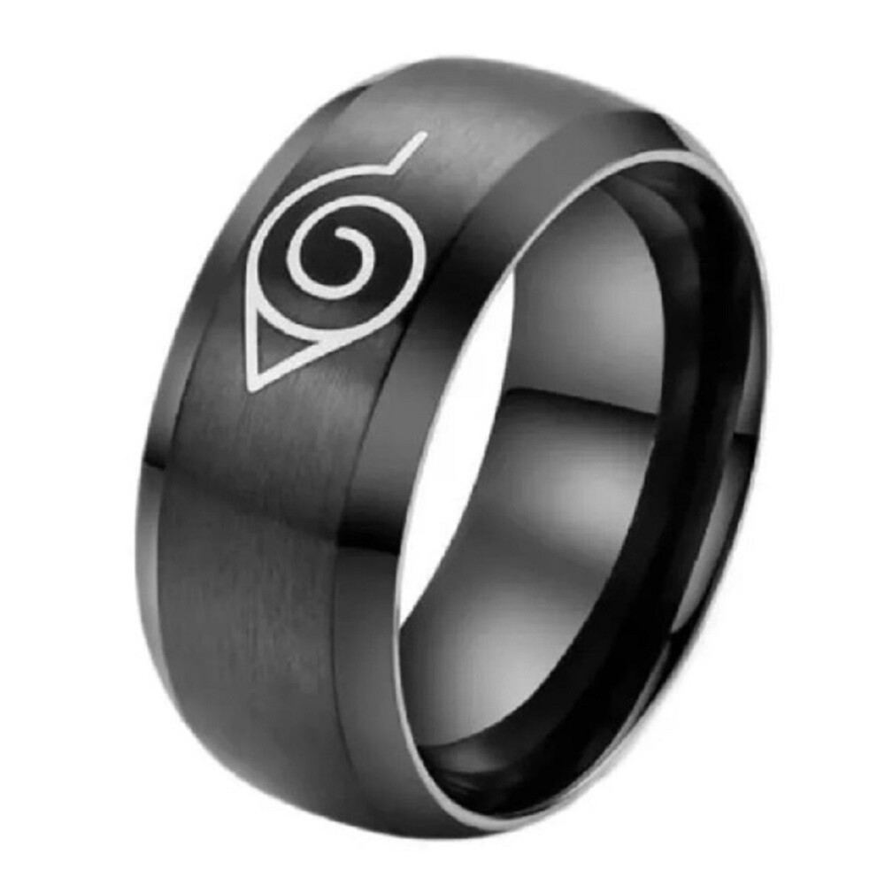 Anime Naruto Ring Black Men Stainless Steel Engagement Couple Rings Band Jewelry