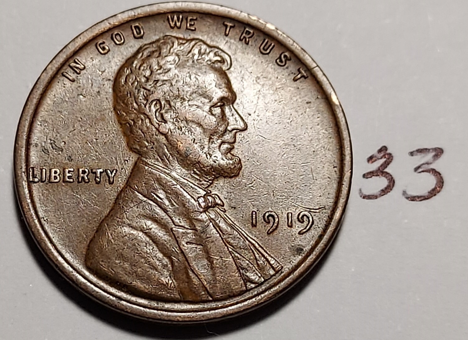 1919 Lincoln Wheat Cent  XF EF Extremely Fine  #33