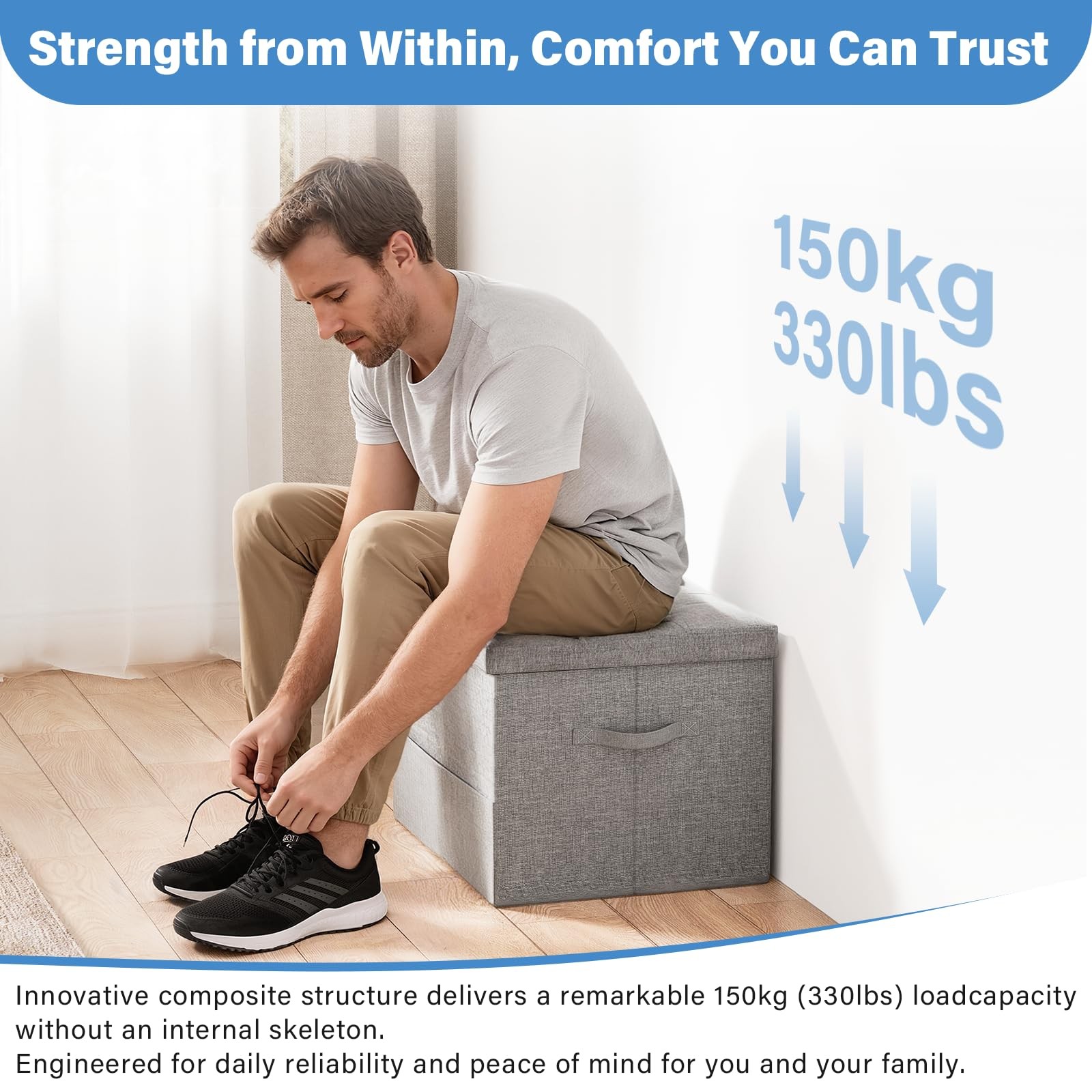 Storage Ottoman Foot Rest Stool, Foldable Foot Rest Stool with Thicker Foam P...