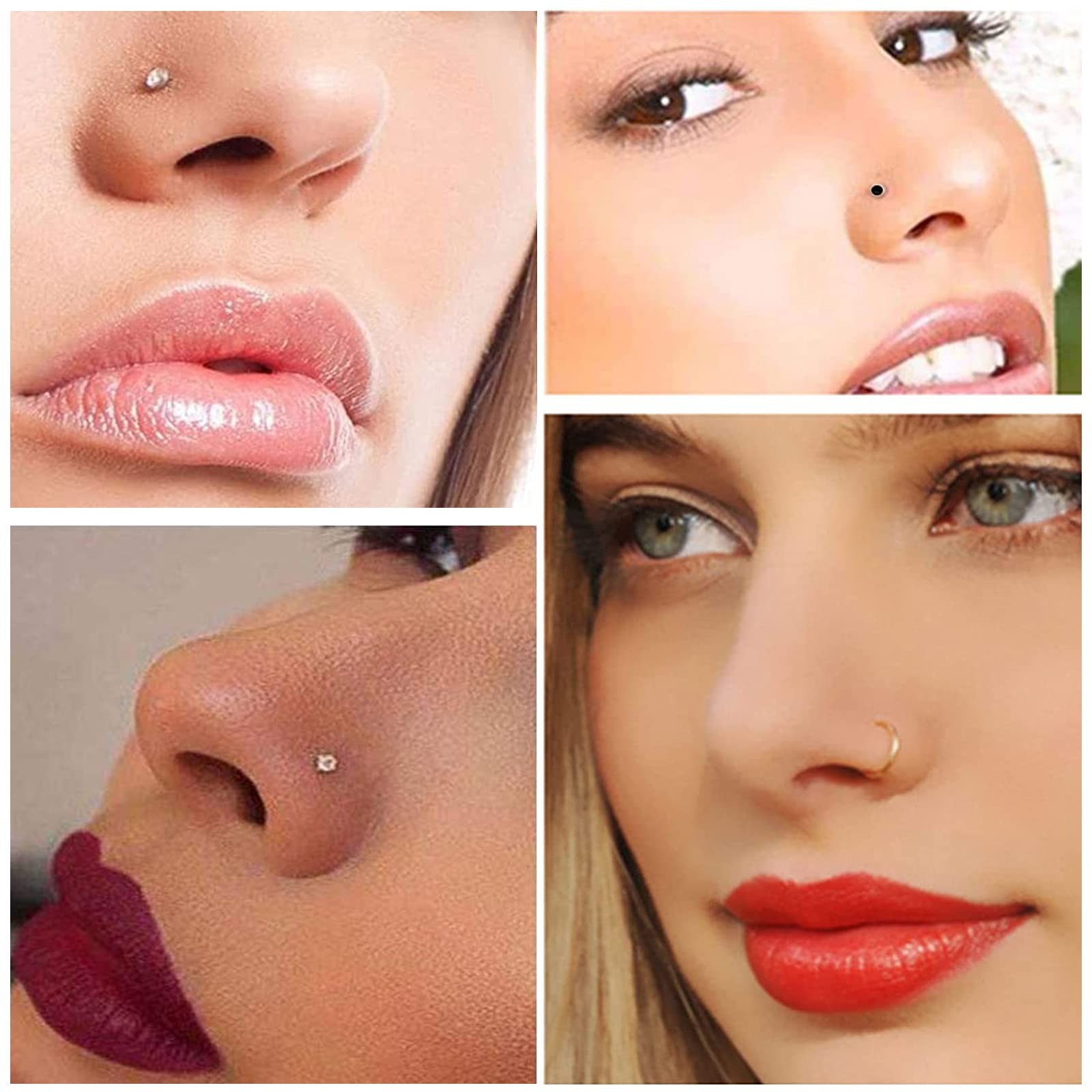 Nose Piercing Gun - 2 Pack Safety Disposable Percinging Kit 2 mm, silver
