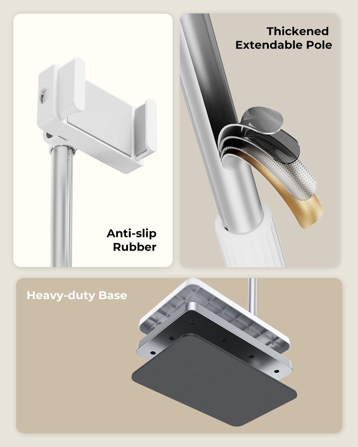 Tablet Floor Stand, Adjustable Ipad Holder for Bed & Sofa - 360° Rotating Long A