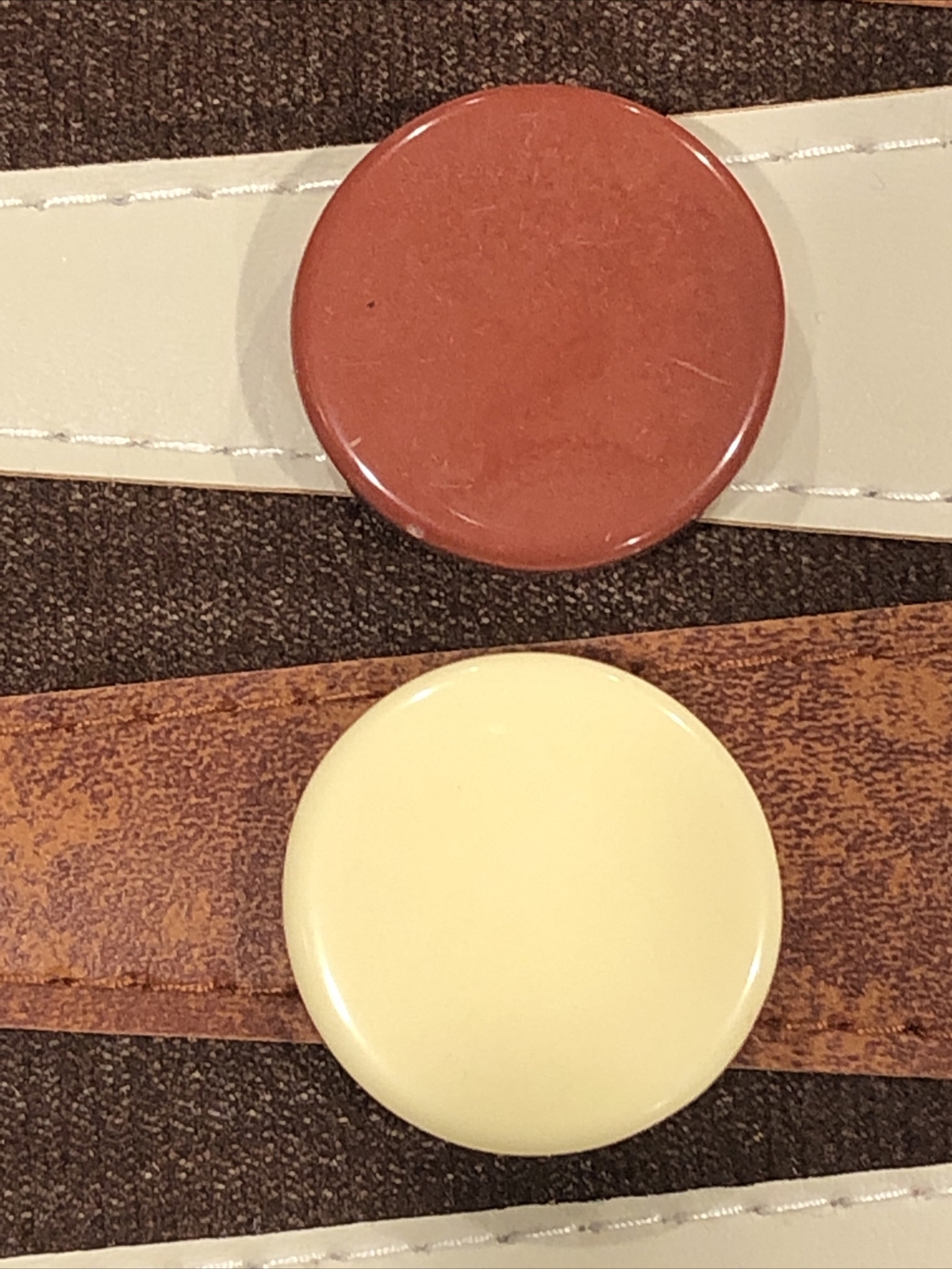 Backgammon Replacement Chips 1 Cream & 1 Brown Large - 1 & 1/8“ (2) Chips Only