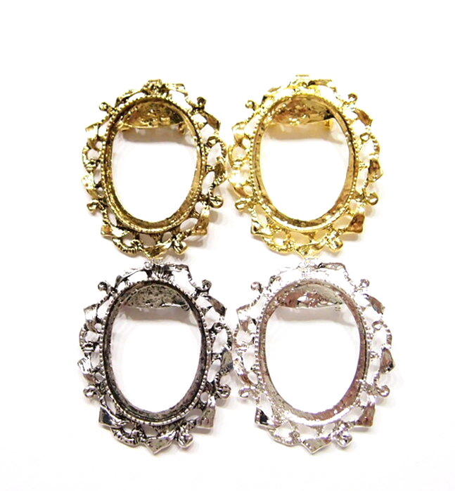 4 Different Colors 40x30mm Victorian Deco Ribbon Brooch Pendant Combo Settings