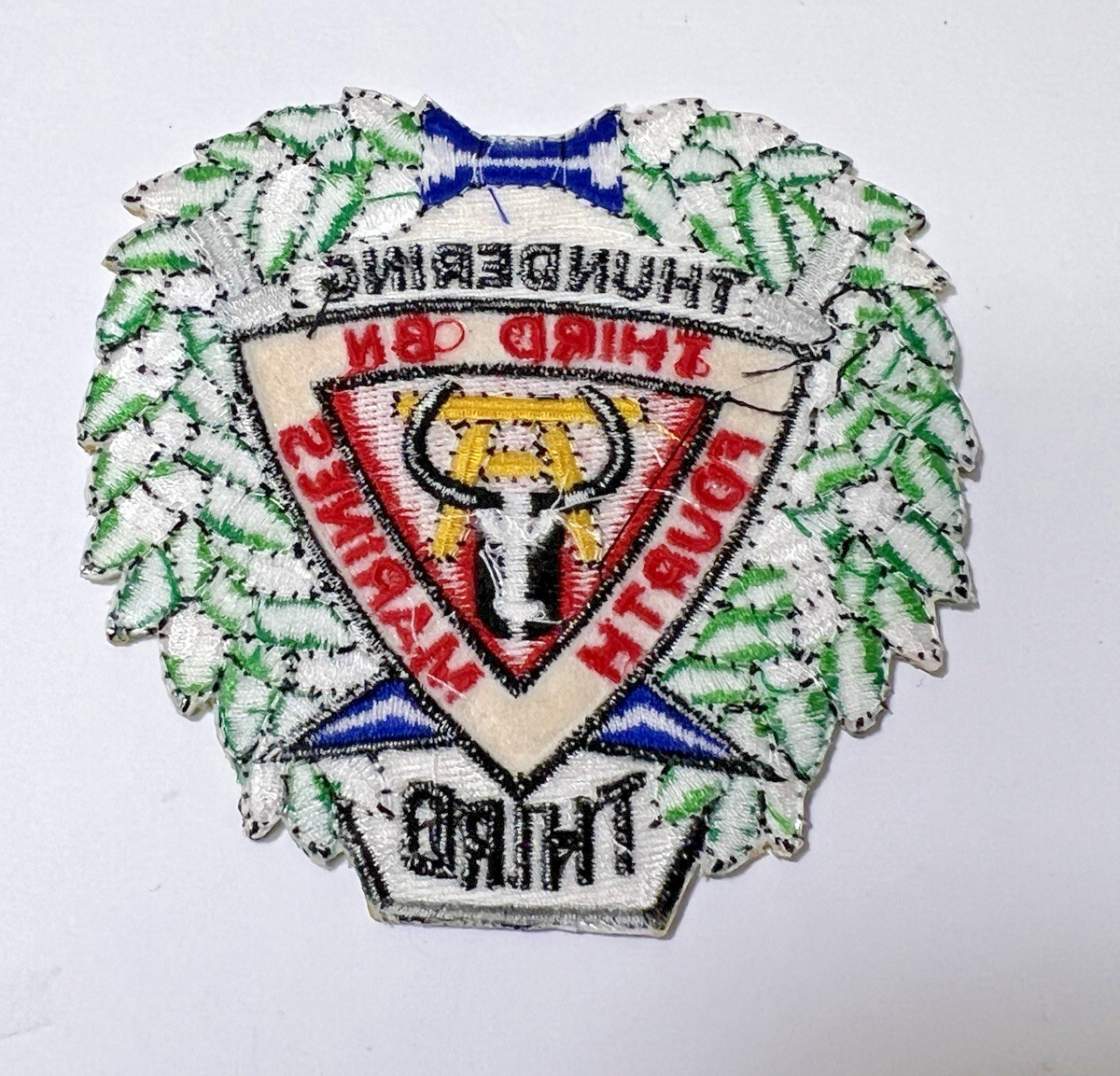 US MARINES PATCH-FOURTH MARINES/THIRD BN Thundering Third Plastic Backed 3 1/2"