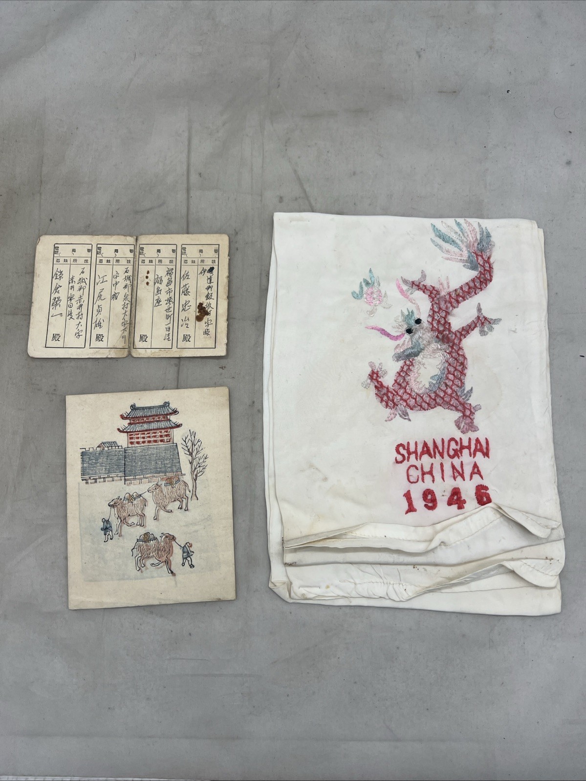 US China Souvenir Silk Embroidered Scarf Theater Made (Z110