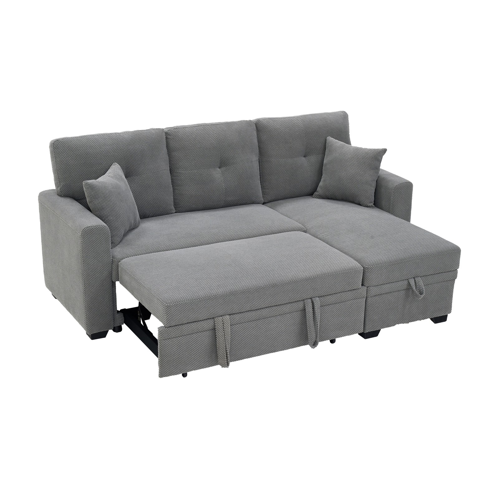 L-Shaped Sofa Sectional Loveseat Couch Convertible Sleeper Sofa w/Pull-Out Bed