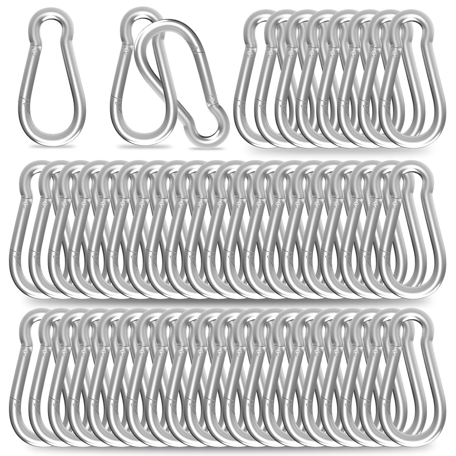 100 Pack 2 Inch Heavy Duty Carabiner Clips Spring Snap Hooks for Swing M5 220lb
