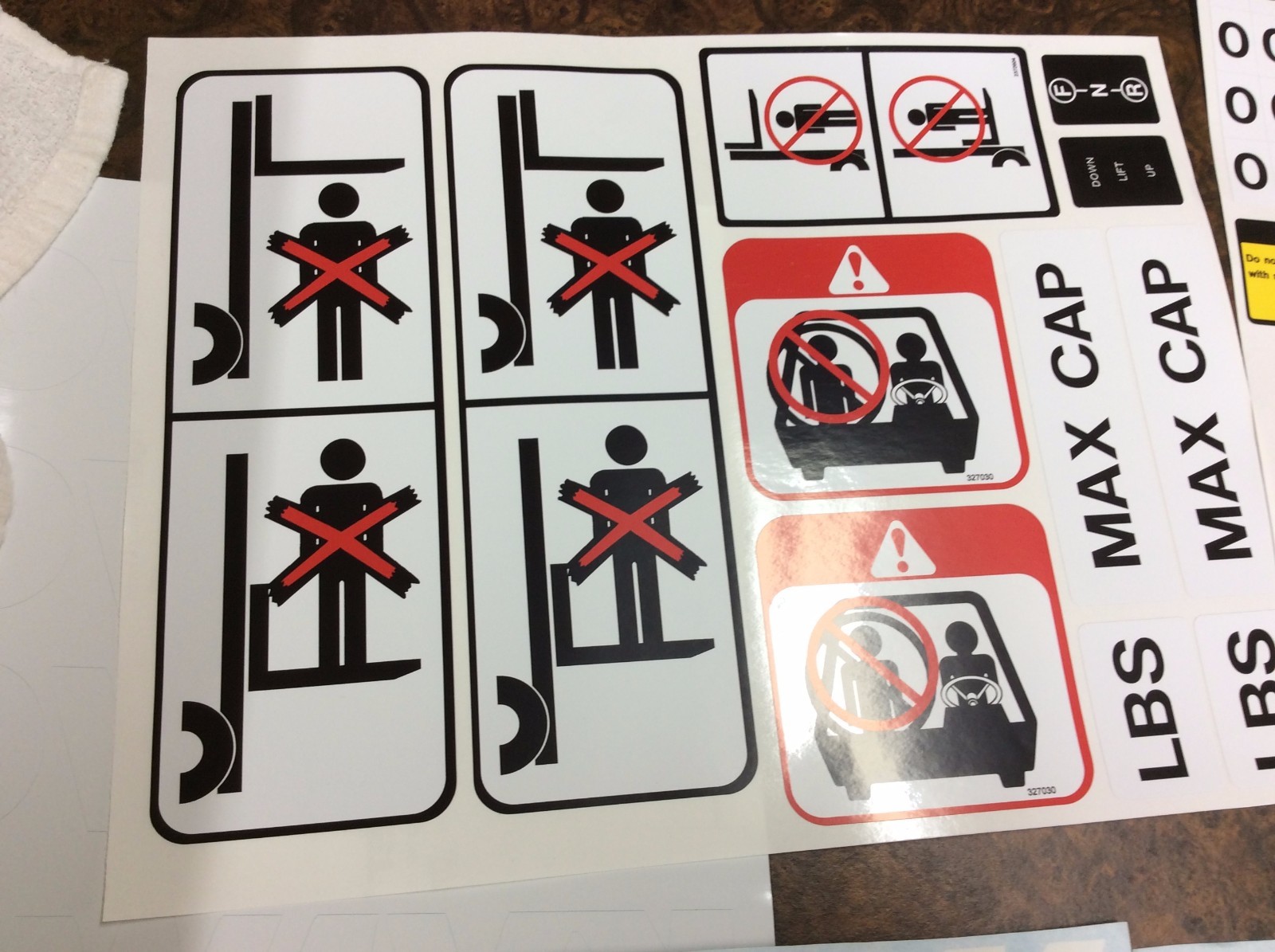 Clark forklift decal kit with safety decals.