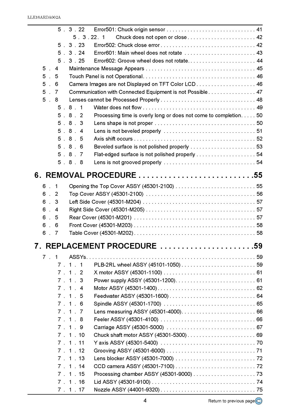 Santinelli Nidek LE 700 Technical Service Manual
