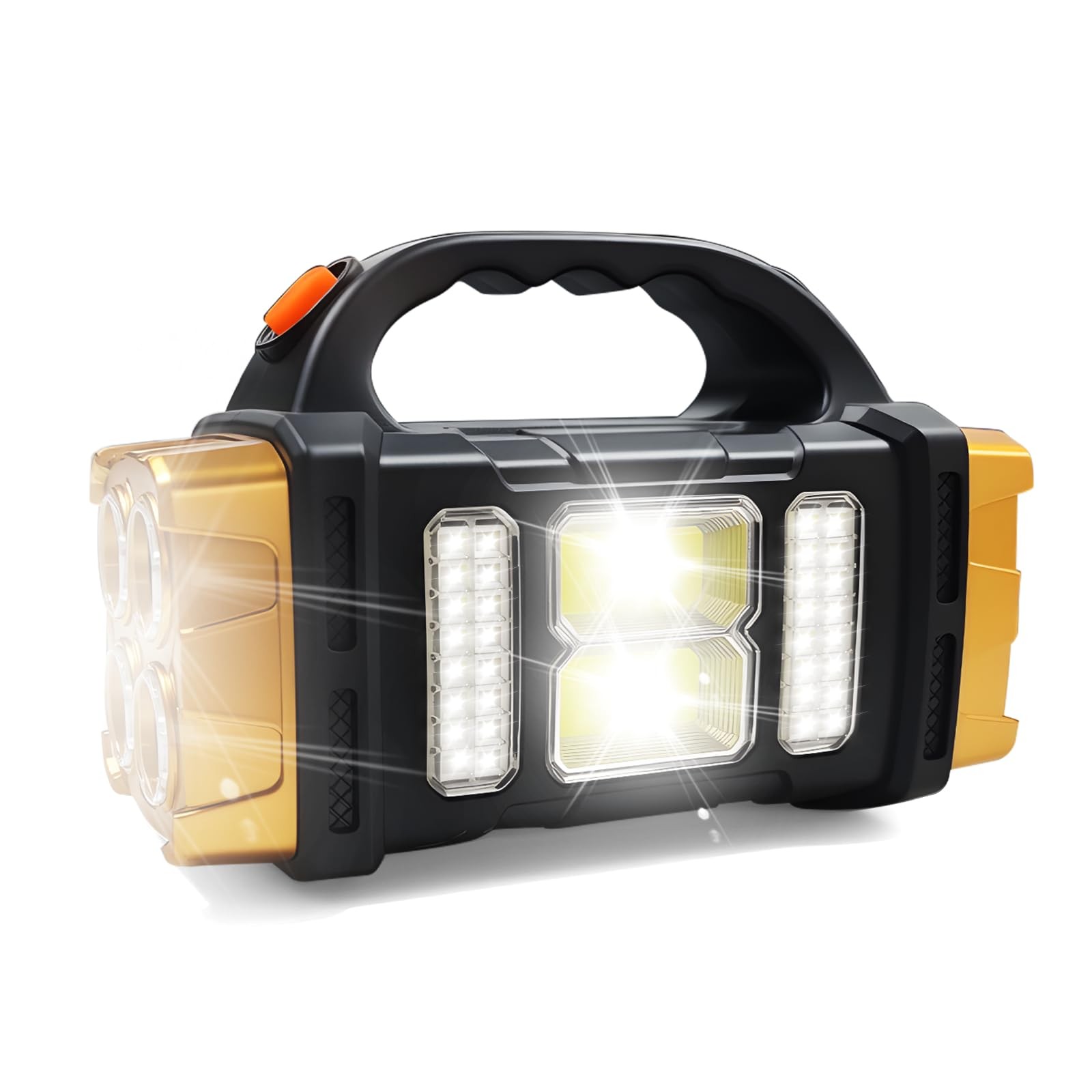 Solar Handheld Flashlight, 4 Lighting Modes Rechargeable LED Work Light, USB-...