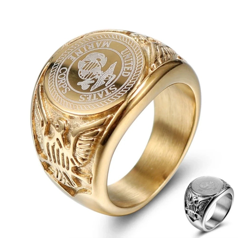Usa Military Ring United States Marine Corps Us Army Men Signet Stainless Steel