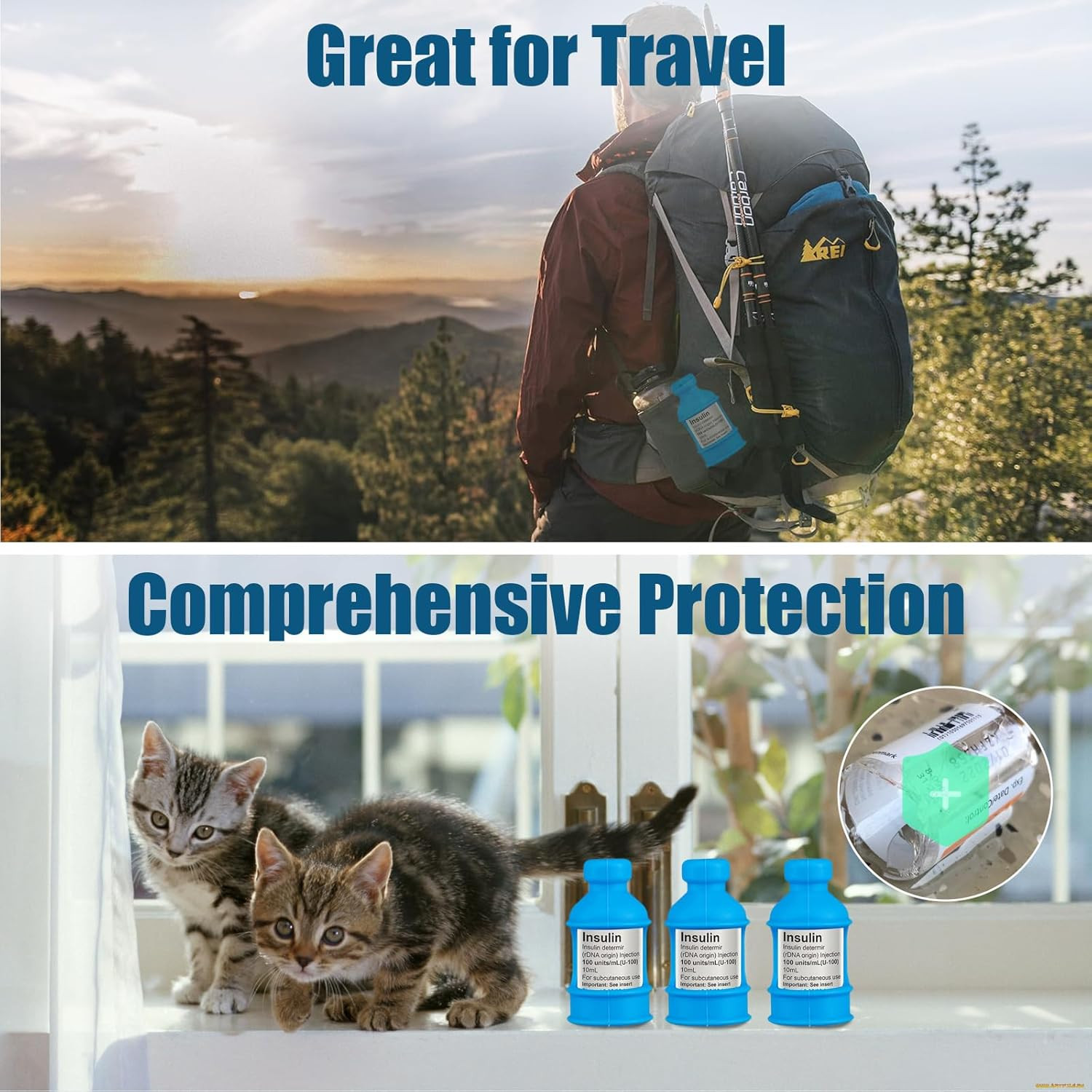 3-Pack Insulin Vial Protector Sleeve Silicone Case for 10mL Vials Blue