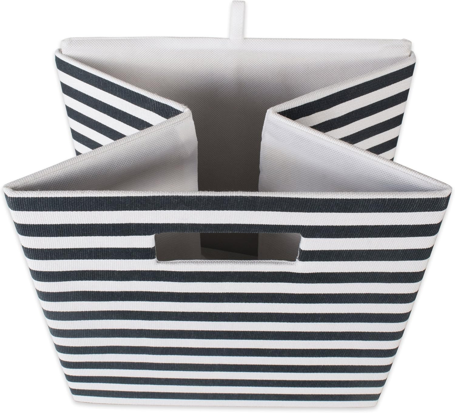 Collapsible Polyester Storage Cube, Pinstripe, Black, Large