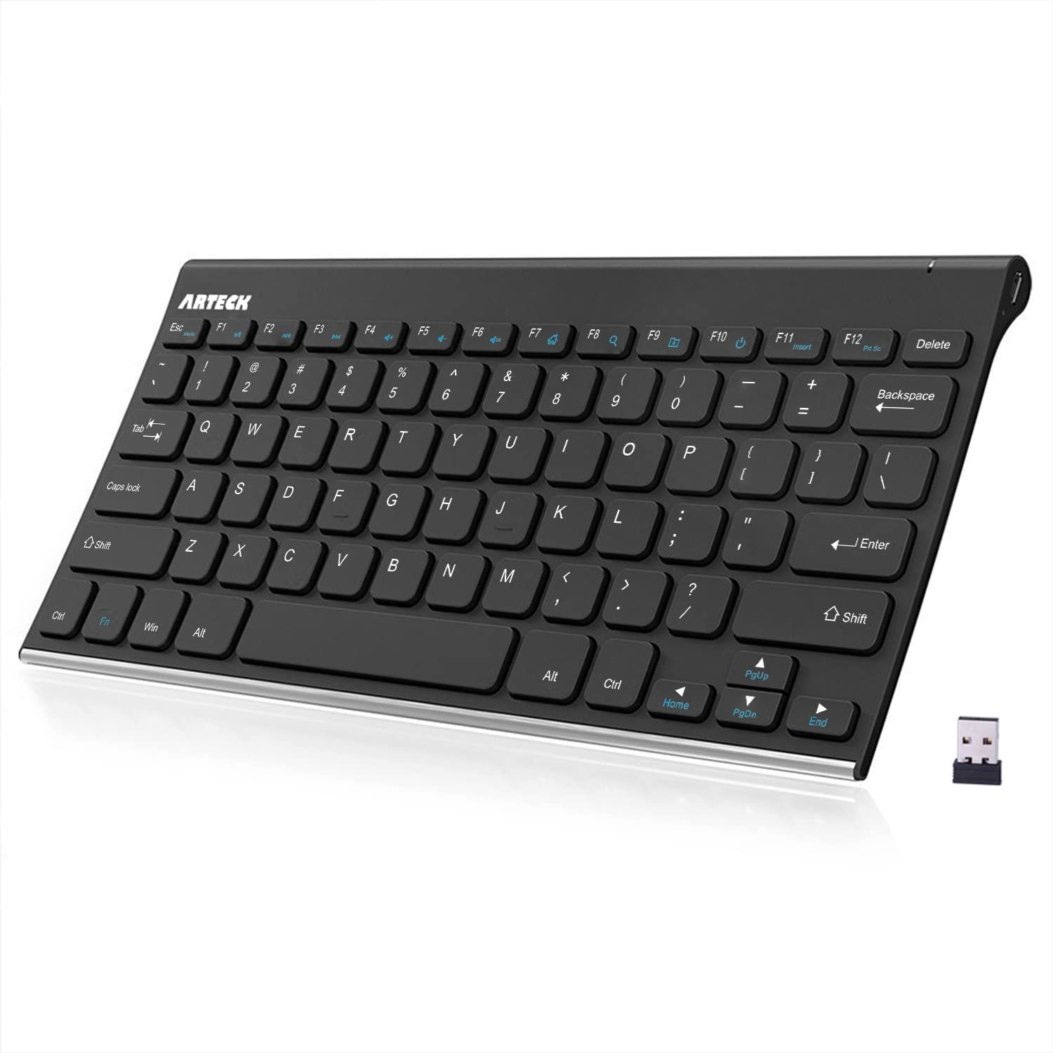 2.4G Wireless Keyboard Stainless Steel Ultra Slim Keyboard for Computer/Desktop/