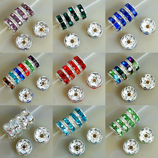 4mm Czech Crystal Rhinestone Silver Rondelle Spacer Beads Pick