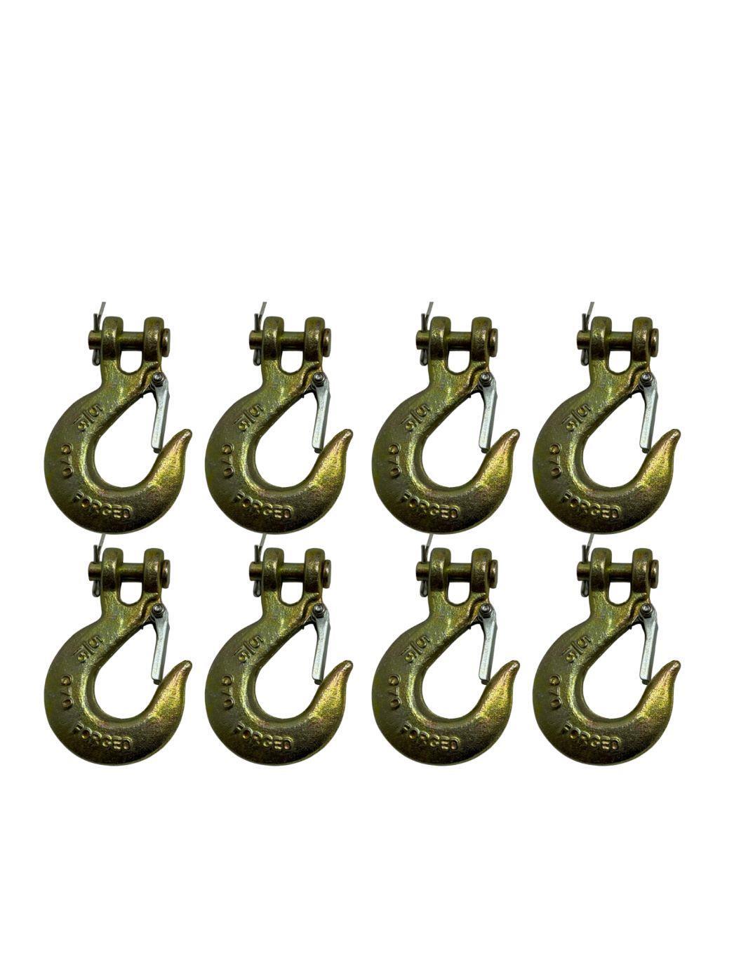 8 PK G70 5/16" Clevis Slip Hook Trailer wLatch Truck Transport Tow Fleet Tough